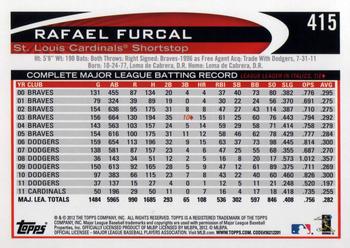 2012 Topps #415 Rafael Furcal Back