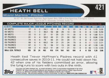 2012 Topps #421 Heath Bell Back