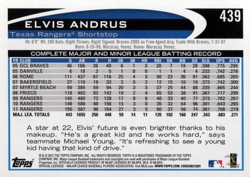 2012 Topps #439 Elvis Andrus Back