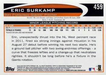 2012 Topps #459 Eric Surkamp Back