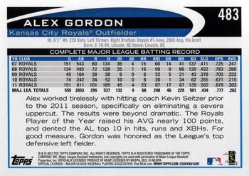2012 Topps #483 Alex Gordon Back