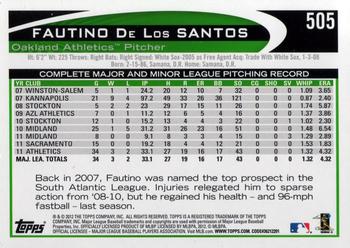 2012 Topps #505 Fautino De Los Santos Back