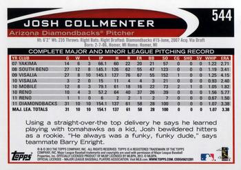 2012 Topps #544 Josh Collmenter Back