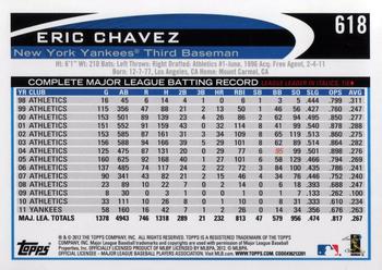 2012 Topps #618 Eric Chavez Back