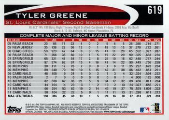 2012 Topps #619 Tyler Greene Back