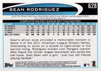 2012 Topps #628 Sean Rodriguez Back