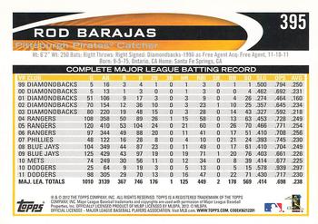 2012 Topps #395 Rod Barajas Back