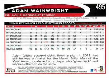 2012 Topps #495 Adam Wainwright Back