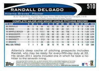 2012 Topps #510 Randall Delgado Back