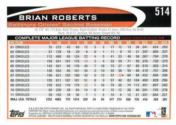 2012 Topps #514 Brian Roberts Back