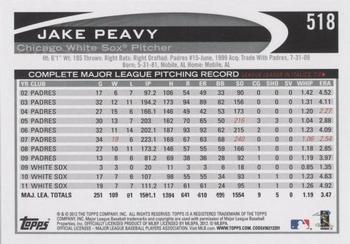 2012 Topps #518 Jake Peavy Back