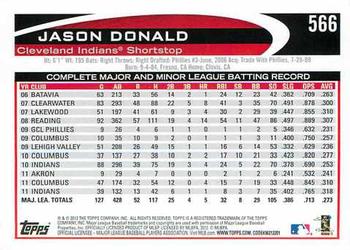 2012 Topps #566 Jason Donald Back