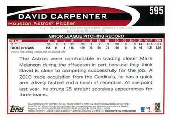 2012 Topps #595 David Carpenter Back