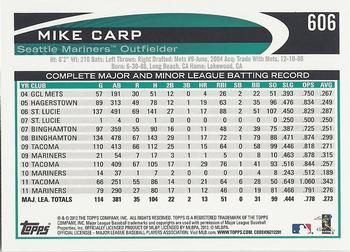 2012 Topps #606 Mike Carp Back