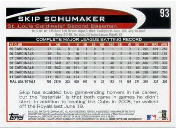 2012 Topps #93 Skip Schumaker Back