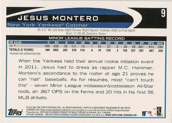 2012 Topps #9 Jesus Montero Back