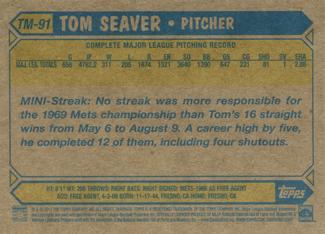 2012 Topps - 1987 Topps Minis #TM-91 Tom Seaver Back