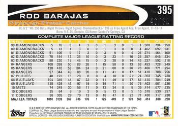 2012 Topps - Black #395 Rod Barajas Back