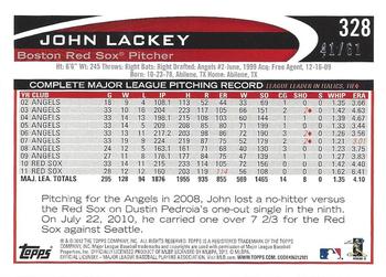 2012 Topps - Black #328 John Lackey Back