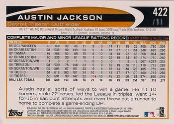 2012 Topps - Black #422 Austin Jackson Back
