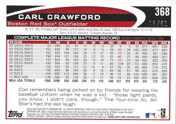 2012 Topps - Black #368 Carl Crawford Back