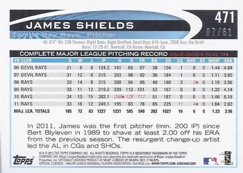 2012 Topps - Black #471 James Shields Back