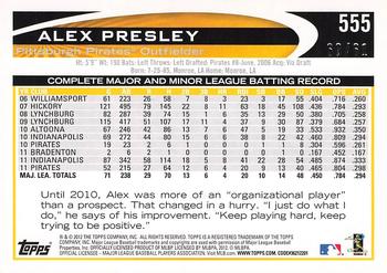 2012 Topps - Black #555 Alex Presley Back