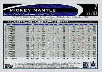 2012 Topps - Black #7 Mickey Mantle Back
