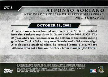 2012 Topps - Classic Walk-Offs #CW-8 Alfonso Soriano Back