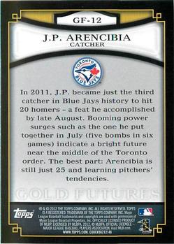 2012 Topps - Gold Futures #GF-12 J.P. Arencibia Back