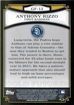 2012 Topps - Gold Futures #GF-13 Anthony Rizzo Back