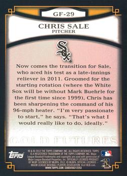 2012 Topps - Gold Futures #GF-29 Chris Sale Back
