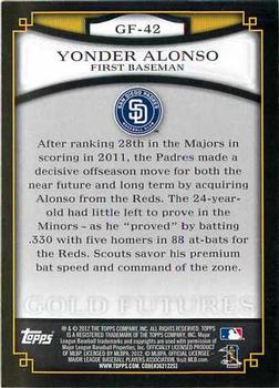 2012 Topps - Gold Futures #GF-42 Yonder Alonso Back