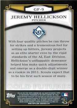 2012 Topps - Gold Futures #GF-9 Jeremy Hellickson Back