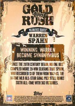 2012 Topps - Gold Rush Wrapper Redemption (Series 1) #48 Warren Spahn Back