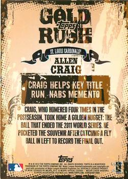 2012 Topps - Gold Rush Wrapper Redemption (Series 1) #4 Allen Craig Back