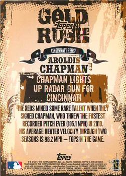 2012 Topps - Gold Rush Wrapper Redemption (Series 1) #5 Aroldis Chapman Back
