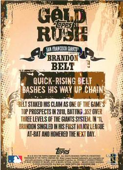 2012 Topps - Gold Rush Wrapper Redemption (Series 1) #7 Brandon Belt Back