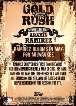 2012 Topps - Gold Rush Wrapper Redemption (Series 1) #68 Aramis Ramirez Back
