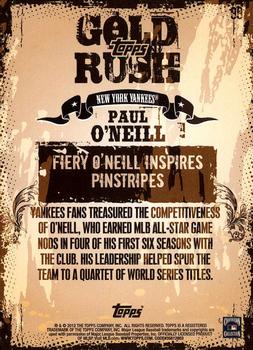 2012 Topps - Gold Rush Wrapper Redemption (Series 1) #99 Paul O'Neill Back