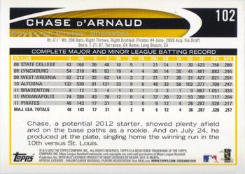 2012 Topps - Gold Sparkle #102 Chase d'Arnaud Back