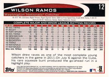 2012 Topps - Gold Sparkle #12 Wilson Ramos Back