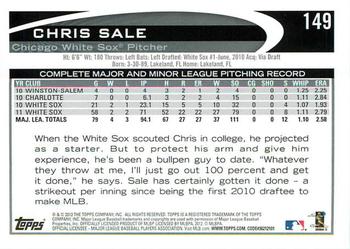2012 Topps - Gold Sparkle #149 Chris Sale Back