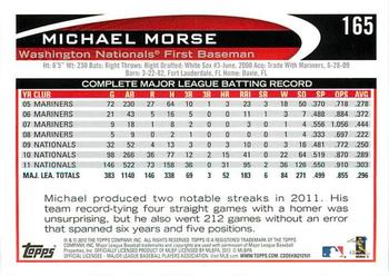 2012 Topps - Gold Sparkle #165 Michael Morse Back