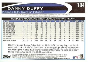 2012 Topps - Gold Sparkle #194 Danny Duffy Back