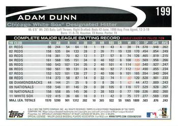 2012 Topps - Gold Sparkle #199 Adam Dunn Back
