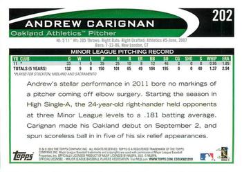2012 Topps - Gold Sparkle #202 Andrew Carignan Back
