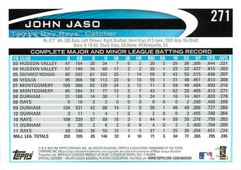2012 Topps - Gold Sparkle #271 John Jaso Back