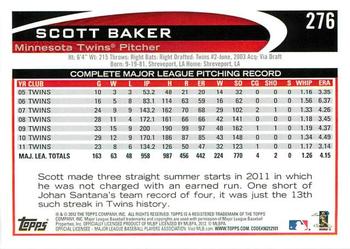 2012 Topps - Gold Sparkle #276 Scott Baker Back