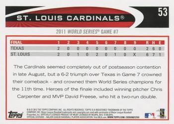 2012 Topps - Gold Sparkle #53 St. Louis Cardinals Back